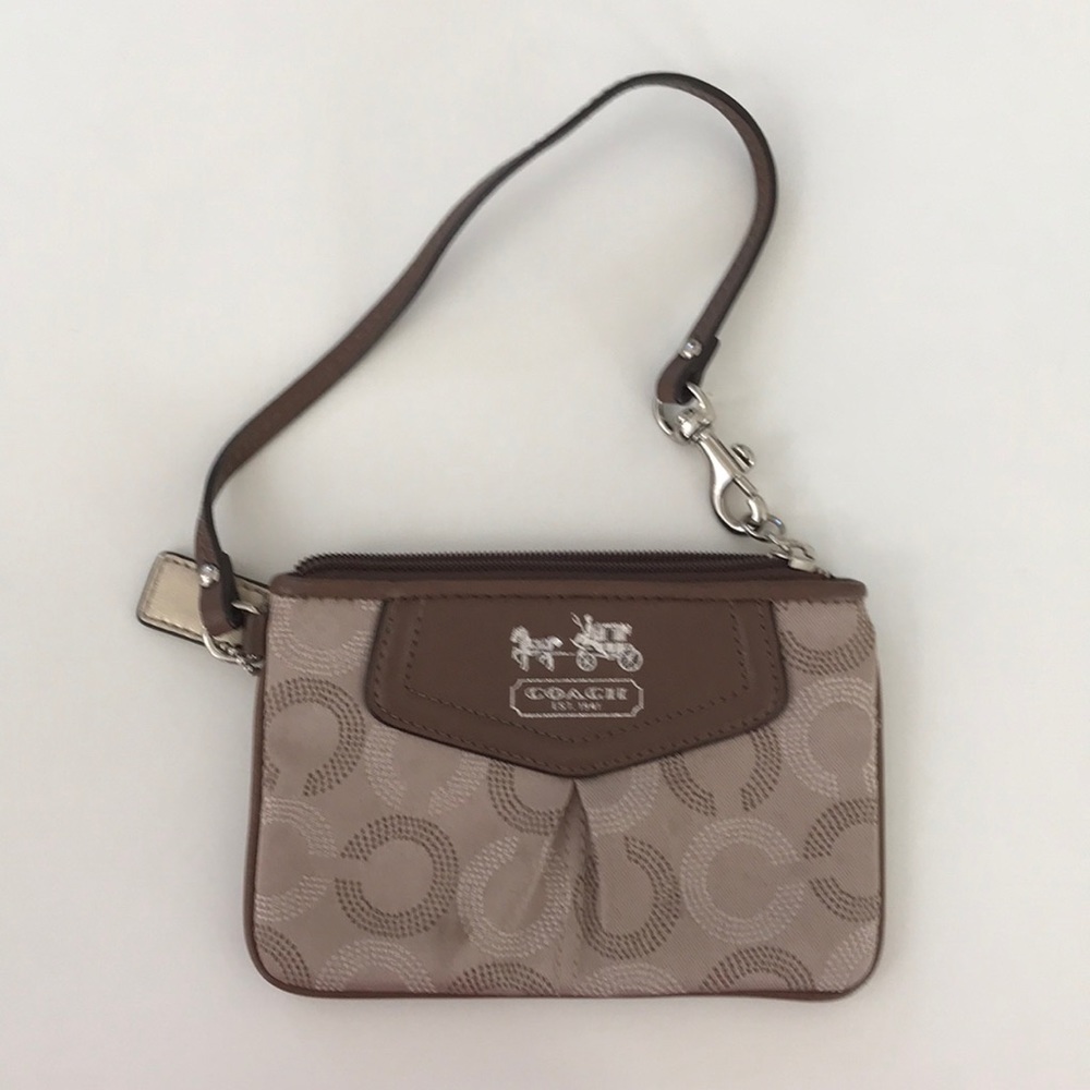 Beige Coach Wristlet